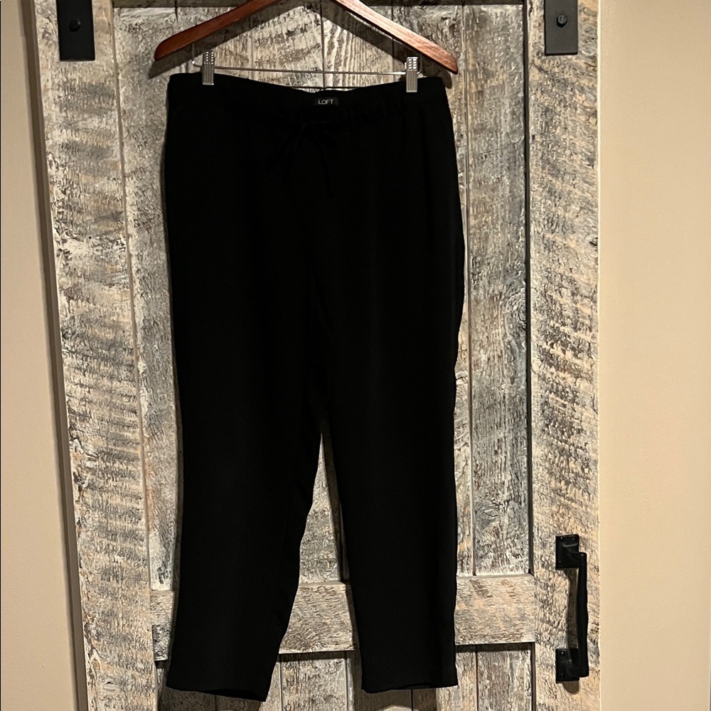 LOFT Black Drawstring Pull-On Dress Pants